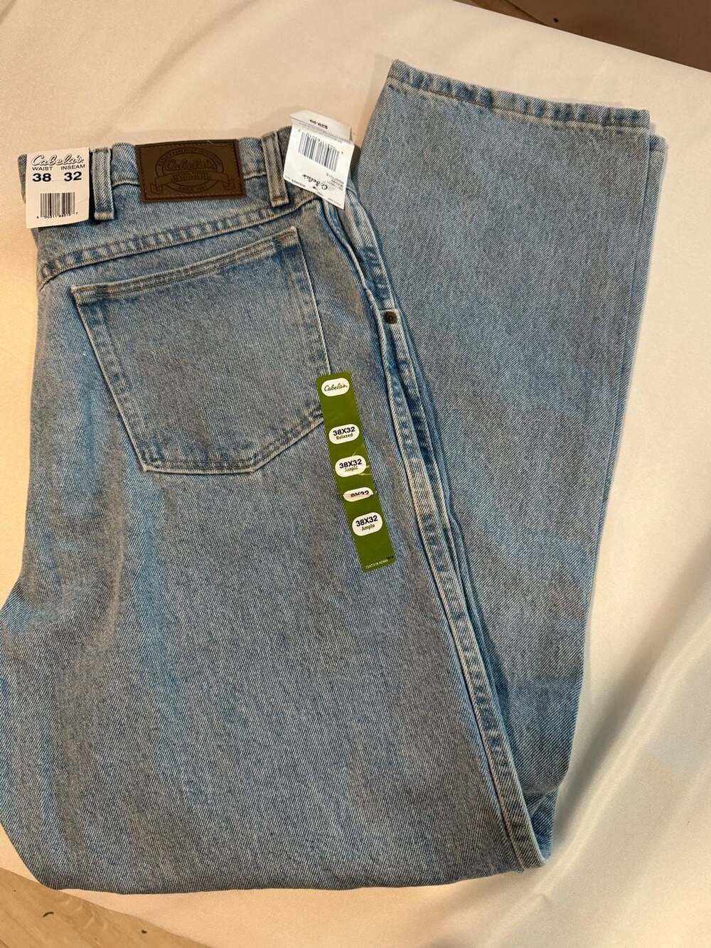 Cabela’s Roughneck Relaxed Jeans Mens 38x32 NWT Stonewash Denim Workwear